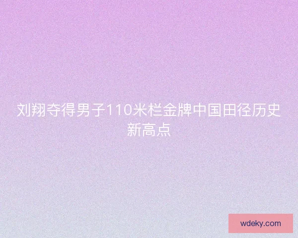 刘翔夺得男子110米栏金牌中国田径历史新高点