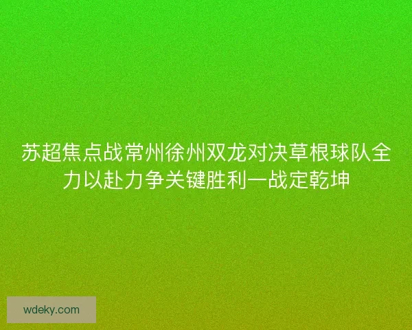苏超焦点战常州徐州双龙对决草根球队全力以赴力争关键胜利一战定乾坤 苏超焦点战常州徐州双龙对决草根球队全力以赴力争关键胜利一战定乾坤