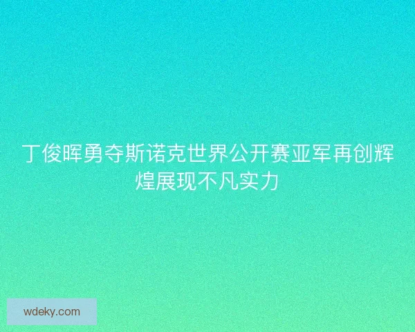 丁俊晖勇夺斯诺克世界公开赛亚军再创辉煌展现不凡实力 丁俊晖勇夺斯诺克世界公开赛亚军再创辉煌展现不凡实力